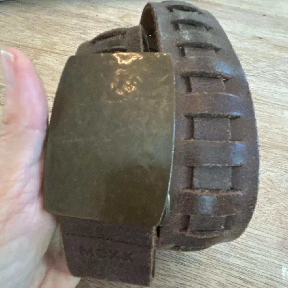Mexx Brown rustic leather belt leather belt men's leather belt size L with buckl